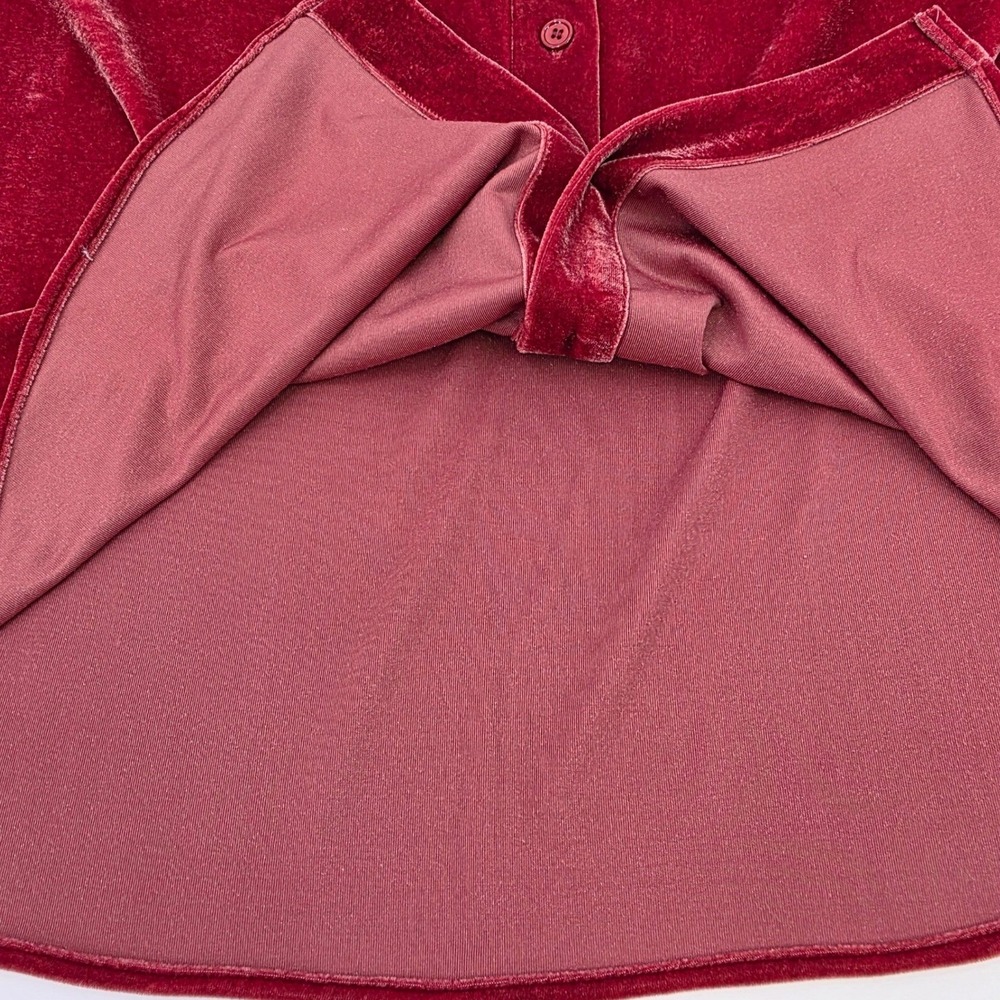 SOFT SURROUNDINGS VELVET BOYFRIEND TUNIC SHIRT WOMENS PETITE LARGE RED BUTTON UP - Picture 8 of 14